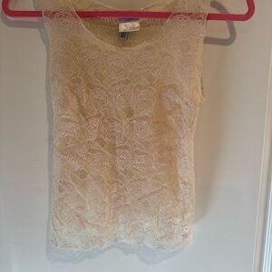 CHANEL Cream beige camelia Lace Camisole